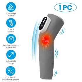 1PCS Cordless Leg Massager Air Compression Massager With Heat Thigh Knee Calf Massager With 3 Modes Adjustable Wrap For Pain Relief (Option: Grey)
