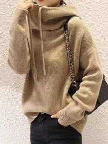 Women's Sweater Thicken Lazy Style All-match Long-sleeved Autumn Winter Warm Casual Sweater For Women (Option: Camel color-2XL)
