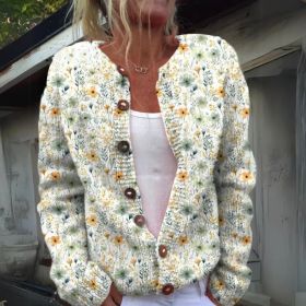 3D Digital Printing Cardigan Knitted Coat (Option: KKWY46-M)