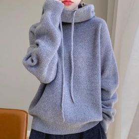 Women's Sweater Thicken Lazy Style All-match Long-sleeved Autumn Winter Warm Casual Sweater For Women (Option: Elegant Gray Thin 500g-Free Size)