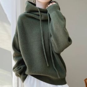 Women's Sweater Thicken Lazy Style All-match Long-sleeved Autumn Winter Warm Casual Sweater For Women (Option: Pine Green Thin 500g-Free Size)